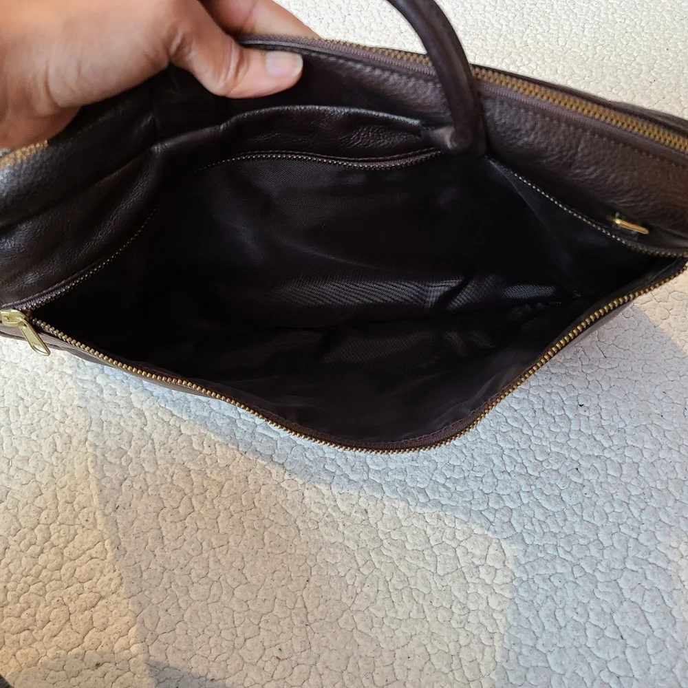 Mowen Leather Designs brown laptop bag